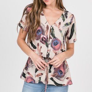 Hopely Feather Print Top